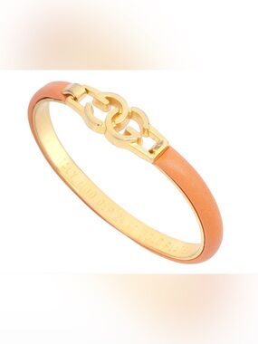 Vintage Gucci Orange Leather Bangle Bracelet with Interlocking G Clasp